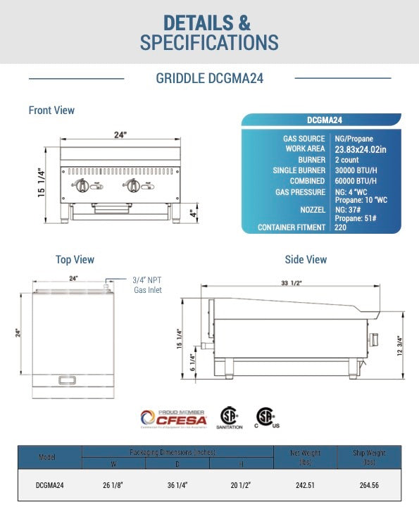 GAS COUNTERTOP GRIDDLE