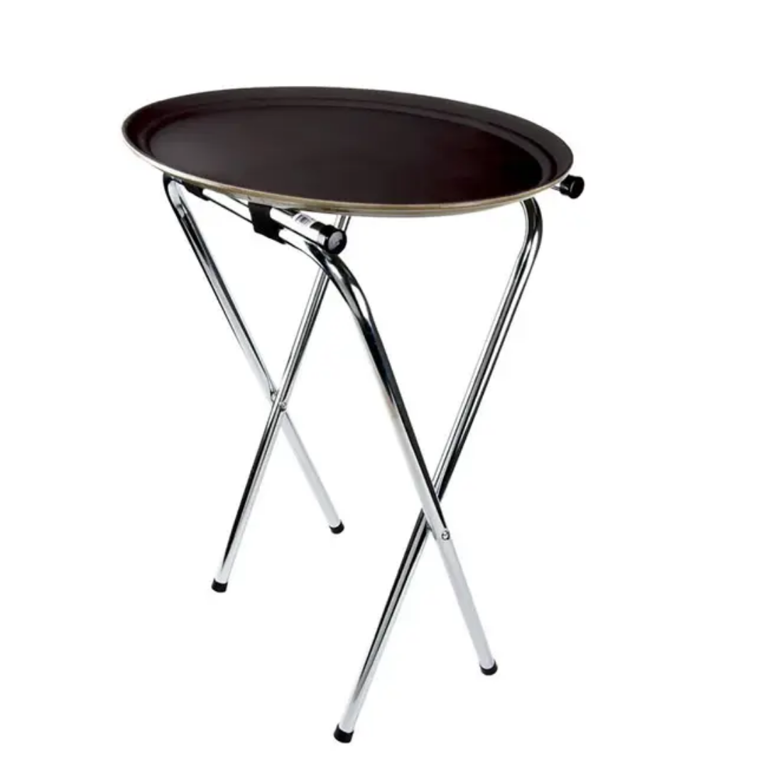 SERVING TRAY CHROME PLATED FOLDING STAND