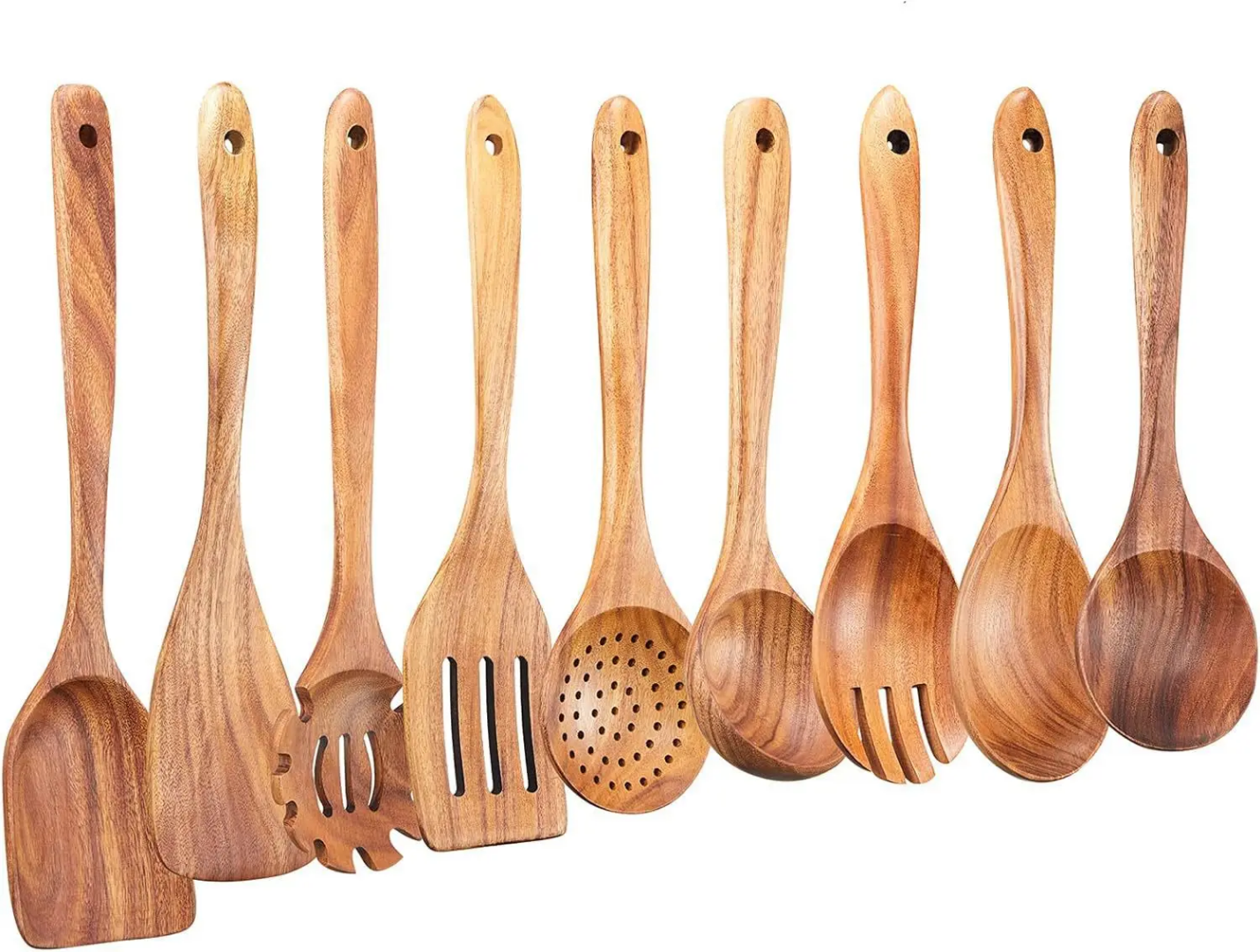 WOODEN COOKING UTENSILS WITH STAND
