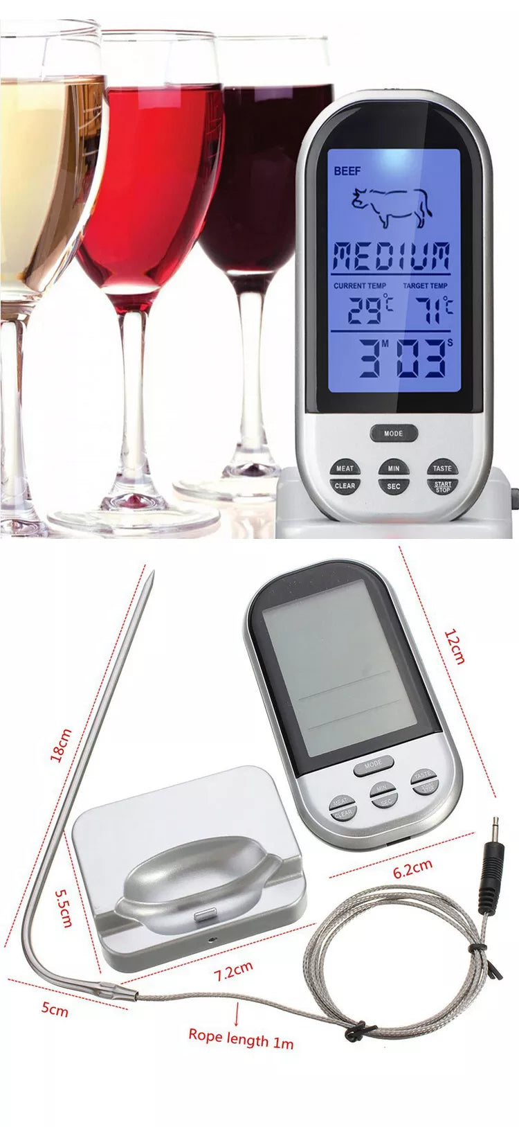 WIRELESS THERMOMETER SILVER