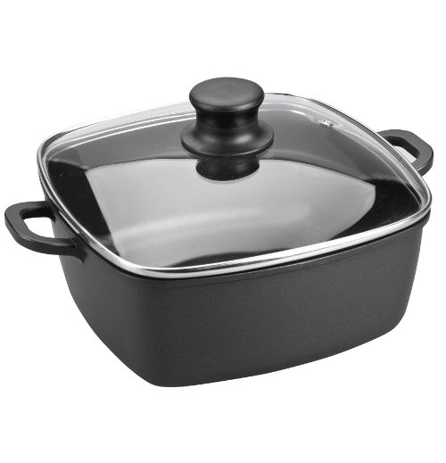 CAST ALUM SQUARE CASSEROLE GLASS