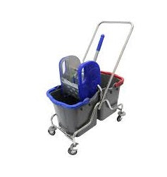 DOUBLE BUCKET CHROME TROLLEY, 2x25L, 
COLOR WRINGER, COLOR BUCKET