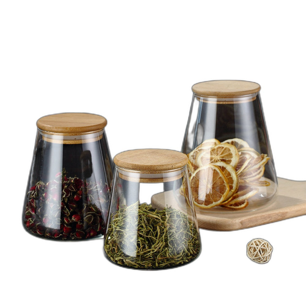 GLASS JAR WOODEN COVER