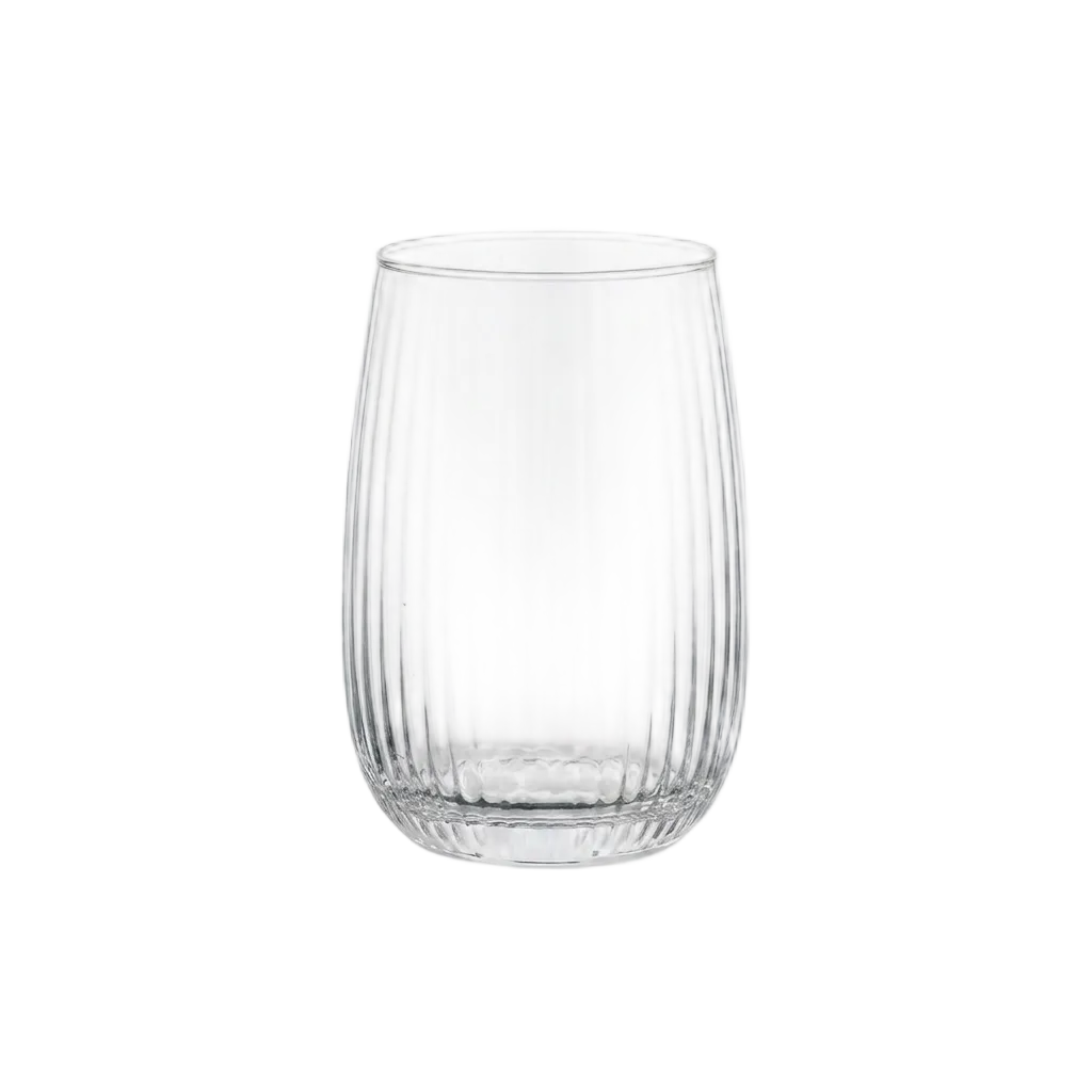 ES8040B ribbed clear glass tumbler on white background