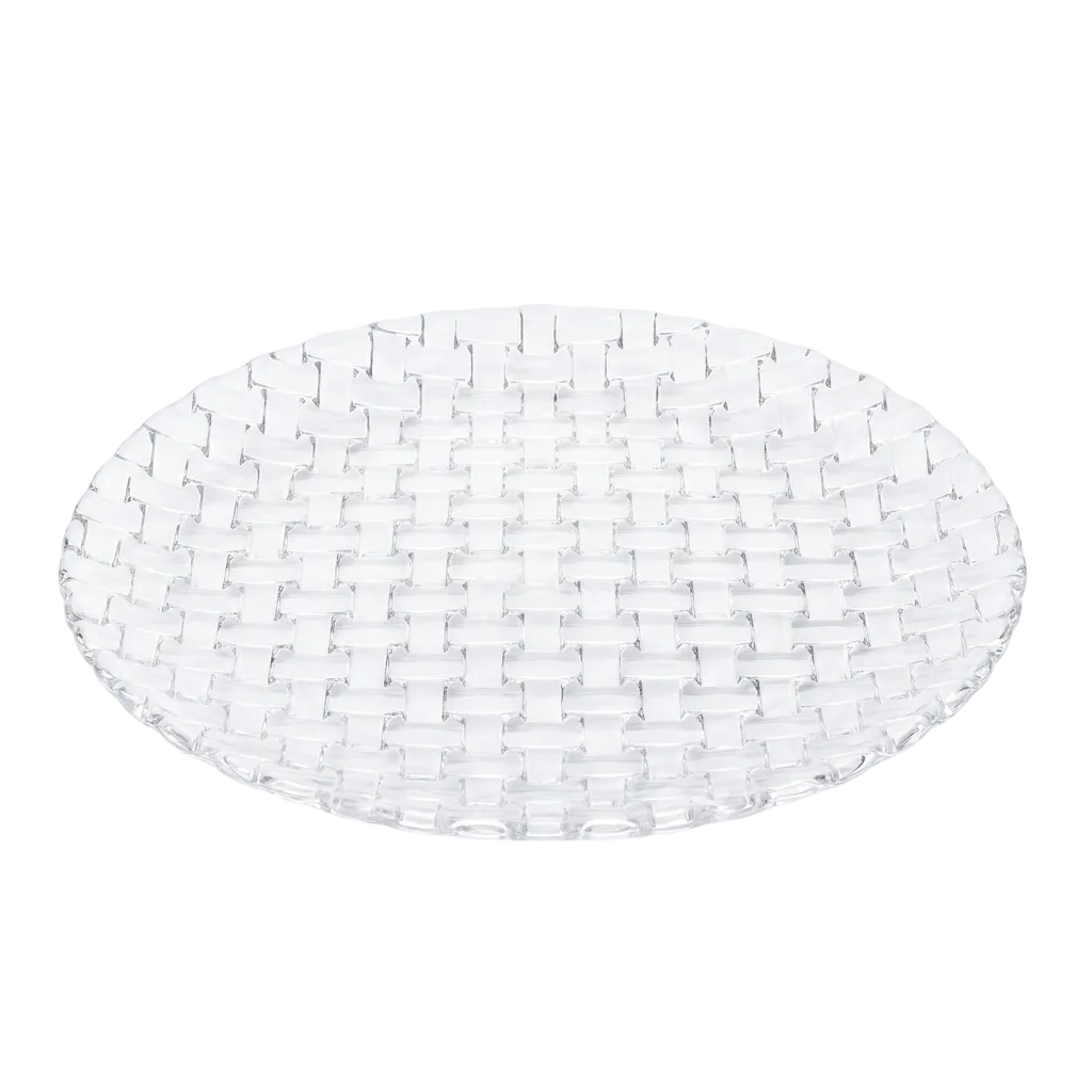 Charger Plate - woven basket-weave clear glass