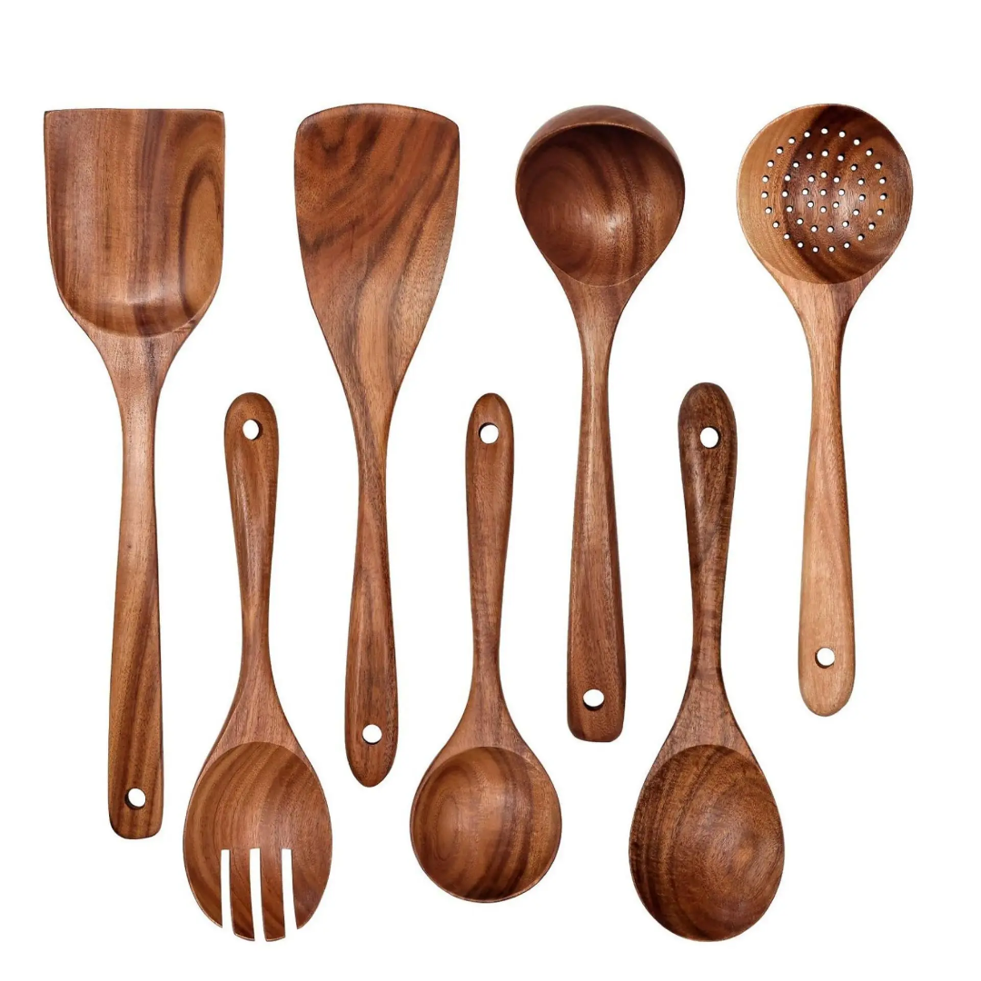 WOODEN COOKING UTENSILS WITH STAND