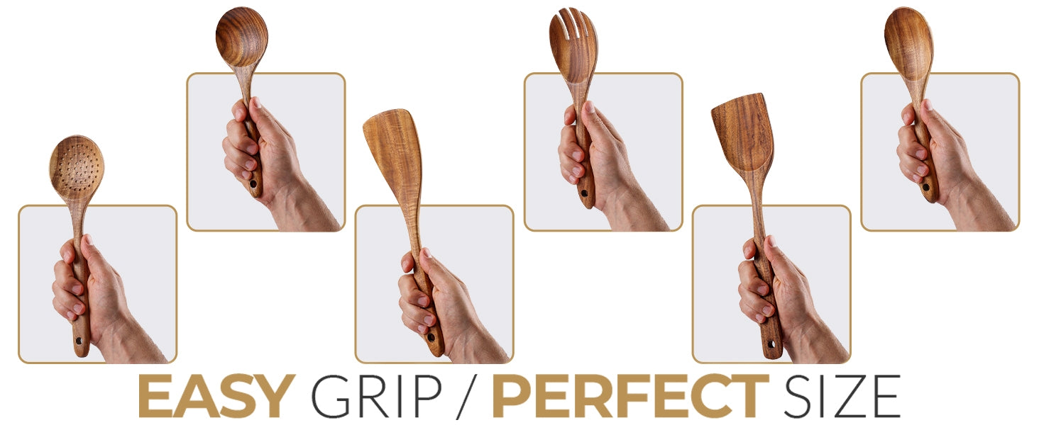 WOODEN COOKING UTENSILS WITH STAND
