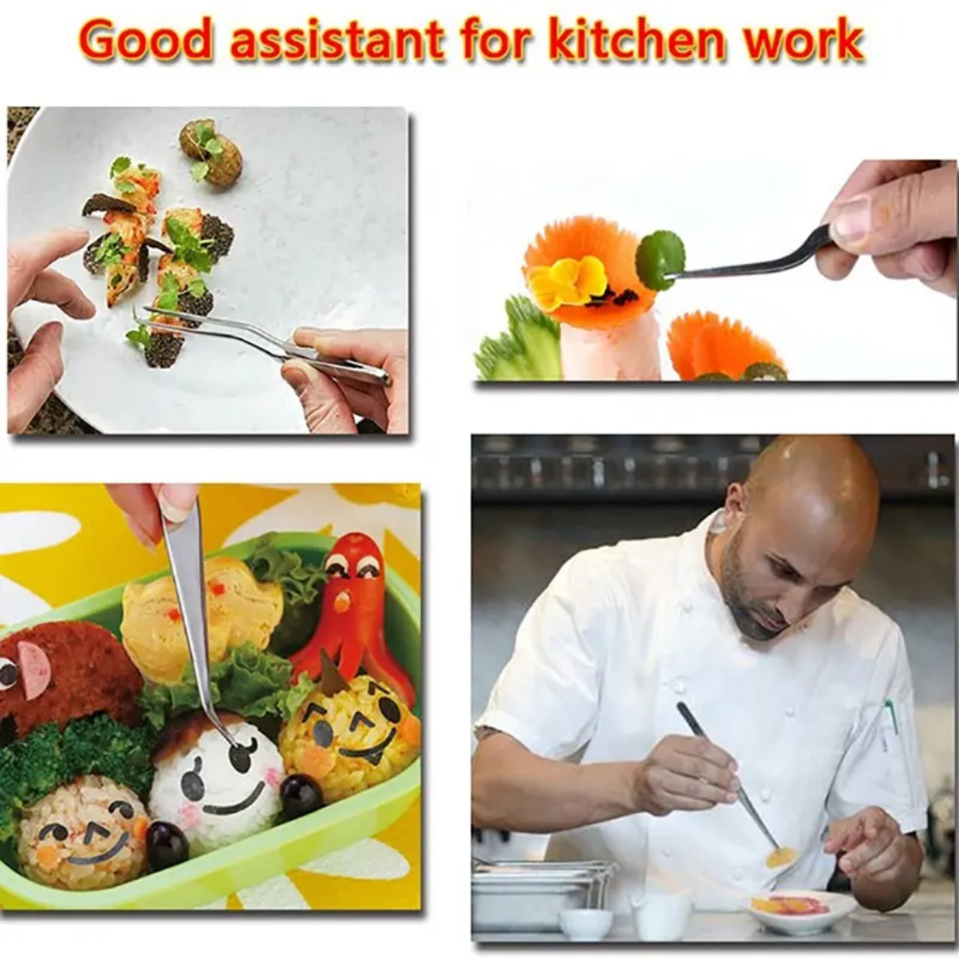 FOOD GARNISH TWEEZERS CURVED